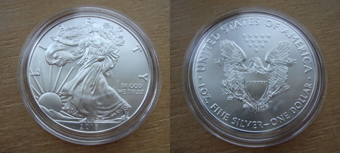 серебряная монета орел США 2018